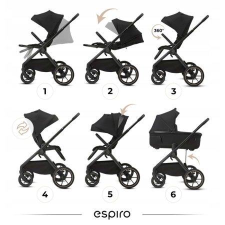 Espiro Clodi 10 Trendy Black Kompaktowy wózek 2w1